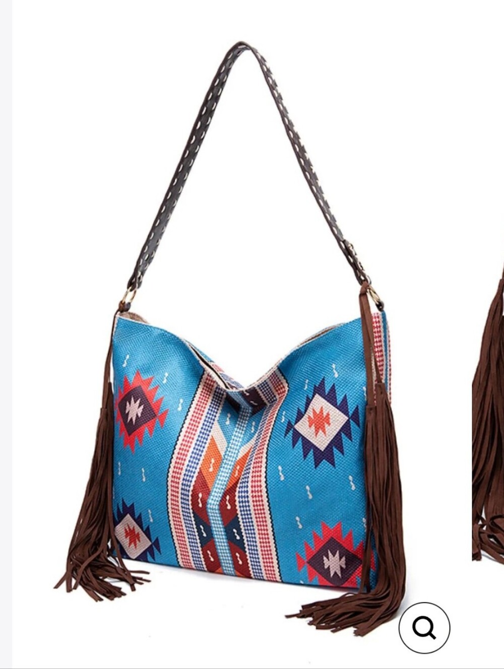 NWT Bohemian Western Fringe Large Shoulder Bag Zip Top Tote